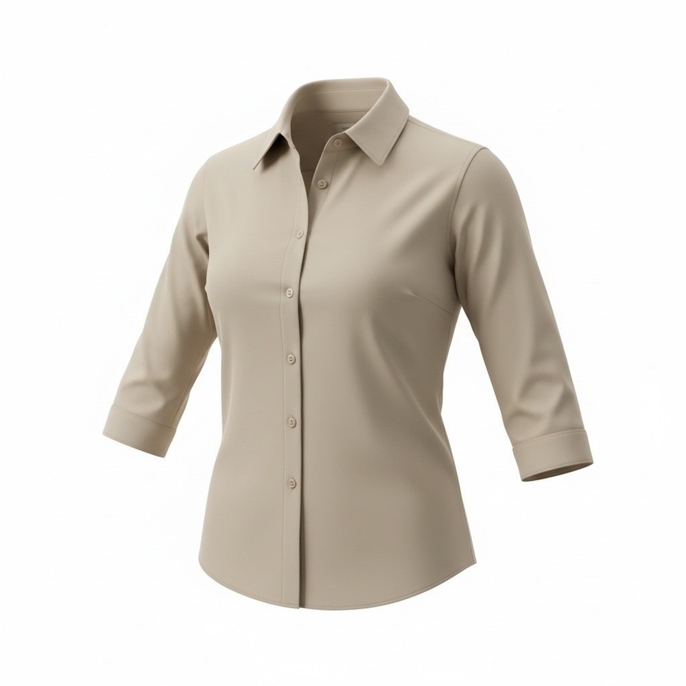 BURBERRY Stone Button Up 3/4 Sleeve Shirt Women US 6 Cotton Luxury Tailored‎